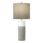 Table Lamp White Gloss Matt Grey Textured Dark Grey Faux Silk Shade LED E27 60W