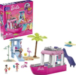 Mega Barbie Boat Building Toys Playset, Malibu Dream Boat with 317 Pieces, 2 Pet