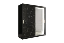 Marmuria Garderobe med Speil 180 cm Marmormønster - Svart