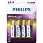 Philips Ultra Lithium AA batterier, 4 st.