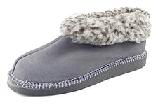 APREGGIO Chaussons Femme Hiver et Chaussons Homme Hiver - Unisex Pantoufles - Fabriqué à la Main Chaussons Cuir Adulte - Chaudes Chaussons - Gris - 46