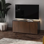 Frank Olsen INTEL1100LED-BLK-WAL Gloss Black and Walnut TV Cabinet For TVs Up To 50 inch with LED Lighting and Alexa Compatibility