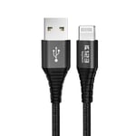 iPhone Charger Cable, K123 Keytech Apple MFi Certified Lightning Cable, 2m/6.6ft Nylon Braided USB Sync & Charging Cord for iPhone Xs/Xs Max/XR/X/8/8 Plus/7/7 Plus/6/6 Plus/5, iPad, iPod & More-Black