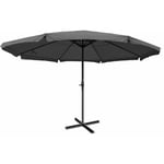 Jamais utilisé] Parasol Meran Pro, parasol pour marché avec volants ø 5m polyester/alu 28 kg anthracite sans socle - grey