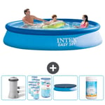 Intex Pyöreä puhallettava Easy Set uima-allas - 366 x 76 cm - Sininen - Sisältää pumpun Suodattimet - Peite - Kloori Tarvikkeet Mukaan Lukien CB87