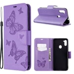 Butterfly läder Samsung Galaxy A11 / Samsung Galaxy M11 fodral - Lila