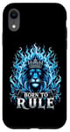 Coque pour iPhone XR Majestic Blue Flame Roi Lion Born To Rule