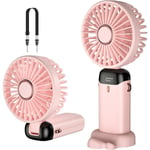 SERBIA Rose - Ventilateur portable, mini ventilateur portable usb rechargeable, petit de poche à 5 vitesses avec support, table
