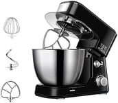 Professional Food Stand Mixer, 4L Big Stainless Steel Bowl, Automatic Stirring Eggbeater, Dough Hook & Stainless Steel Whisk, Splash Guard Adjustable Speed