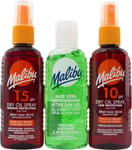 Malibu Essential Travel Pack Sun Protection Dry Oil Spray After Sun 3 x 100 ML