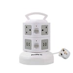 DoubleYI 6 Way Outlet 4 USB Ports Extension Lead Power Strip Surge Protector USB Charger Power Socket with Retractable 3m/9.8Ft Power Cord Support iPad iPod Smart Phones (6 Outlets + 4 USB)