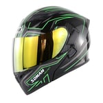 Motorbike Helmet Off-Road Racing Motocross Helmet Anti-Fog Double Visor Flip Up Helmet for Motorcycle Bike DOT ECE Approved EU Road Use,Green,XL