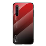 BRAND SET Case for Realme 6 Protective Case Gradient Design Ultra-thin Tempered Glass Back Cover Hard Cover Scratch-resistant Soft TPU Silicone Crash Case Shockproof Suitable for Realme 6-Red