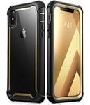 i-Blason Coque iPhone Xs Coque iPhone X, Coque Intégrale Anti-Choc Bumper avec Protecteur d'écran Intégré [Série Ares] pour iPhone Xs/X 5,8 Pouces 2018, Or