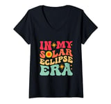 Womens Retro In My Solar Eclipse Era 70s Cosmic Celebration V-Neck T-Shirt