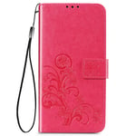 Alamo Four Clover Xiaomi Redmi Note 9T 5G Folio Case, Premium PU Leather Cover with Card & Cash Slots - Red
