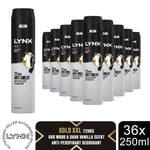 Lynx XXL Anti-perspirant Deodorant Body Spray Gold 72H Protection 250ml, 36Pack