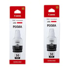 2 x Canon GI-50 PGBK Ink Bottle for PIXMA G5050 GM2050 G6050