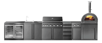 Utekök Svart Kansas Myoutdoorkitchen Black Collection Gasgrill Pizzaugn Kyl Sidobrännare Vask