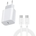 Laddare för iPhone 16 + 2M kabel Snabbladdare USB-C till USB-C 20W PD