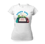 T-Shirt Femme Col Rond Gamer Girl Jeux Video Console Retro Gaming