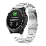 Garmin Fenix 5/Fenix 5 Plus Stilrent länkarmband i metall, Silver