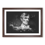 Big Box Art President Lincoln Memorial Paint Splash Framed Wall Art Picture Print Ready to Hang, Walnut A2 (62 x 45 cm)