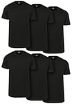 URBAN CLASSICS Set of 6 Stretch T-Shirt with Round Neckline, 6 Pack Basic Tee, Short-Sleeve Elastic Men's T-Shirt, Regular Fit, 100% Jersey Cotton, Colour: Black, Size: Small