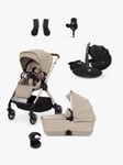 Silver Cross Dune Pushchair, Carrycot & Accessories with Maxi-Cosi Pebble 360 Pro i-Size Car Seat and FamilyFix 360 Pro Base Bundle, Stone/ Black