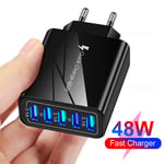 48W Quick Charge 3.0 5x Multi USB Fast EU Plug Wall Charger Up to 3x Faster