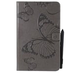 JIan Ying Samsung Galaxy Tab A 10.1 SM-T580 T585 Tough Case Auto Wake/Sleep Smart Protective Cover Premium Leather Stand Folio Ultra Slim Lightweight Protector Gray butterfly