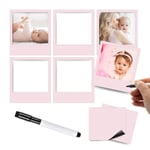 The Magnet Shop Magnetic InstaSnap Photo Frames - Create Classic Style Fridge Magnet Displays of Your Precious Memories! Free Mini Magnetic Post-Notes and Dry Wipe Pen (Pastel Pink, 90mmx100mm)