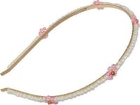 Pannband Med Pärlor Och Rosa Blommor