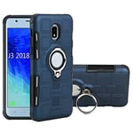 SHENYUAN-fashion case Armor Dual Layer Protection Case with Rotating Finger Ring Holder Kickstand Fit Magnetic Car Mount for Samsung Galaxy J3 2018 (Color : Navy)