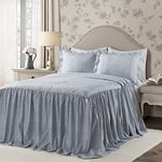 Lush Decor Parure de lit 3 pièces légère à Rayures Bleu Marine Vintage Chic Style Ferme Grand lit