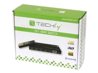 TECHly 5 IN 1 OUT HDMI Switch with Remote Control, 4Kx2K, 3D - Video-/ljudomkopplare - 5 x HDMI - skrivbordsmodell