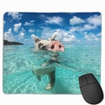 Wild Swimming Pig Mouse Pad with Stitched Edge Computer Mouse Pad with Non-Slip Rubber Base for Computers Laptop PC Gmaing Work Mouse Pad