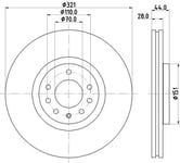 Bromsskiva PRO 8DD 355 113101 Hella