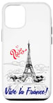 Coque pour iPhone 14 Pro Vive La France - Paris Eiffel Tower Sketch Drawing Design