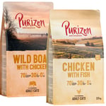 Purizon Adult -tutustumispakkaus, monta makua - Wild Boar & Chicken + Chicken & Fish (2 x 2,5 kg)