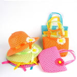 Cute Girls Kids Beach Summer Sun Hats Bags Flower Straw Hat Cap Green 6