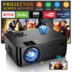 Projecteur 5G WiFi Bluetooth natif 1080p [écran de Projection Inclus], projecteur de Film Roconia 9000LM Full HD, écran de 300 Pouces, Support Home cinéma 4K, Compatible avec iOS/Android/XBox/PS4/TV