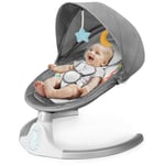 MAEREX Transat automatique pliable électrique pour bébé avec moustiquaire chaise haute berceau musique télécommande balancelle 65 x 66cm gris