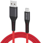 USB A to USB C Cable 1M(3.3FT), BEST CABLE USB A to C High Durability 3A Charging Cable Compatible with MacBook Pro,iPad Pro2020/2018,Google Pixel 4XL,Galaxy S20.More (Red)