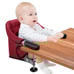 Toogel Siège de Table pour Bébé, Chaise Haute Portable Pilante avec Harnais de Sécurité, Chaise Enfant de Table avec Sac de Transport pour Maison et Voyage (Rouge)