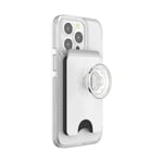 PopSockets: PopWallet+ for MagSafe - Card Holder with An Integrated Swappable PopTop for Smartphones and Cases - Clear White