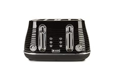 Haden Devon Black Toaster 4 Slice - Dual Control Browning Settings - 4 Slice Toaster with Wide Slots - Black Toaster with Defrost, Reheat And Cancel Settings - 3000W