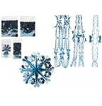 7 Assorted Ice Blue Foil Hanging Christmas Decorations Garlands Bell Star Ball