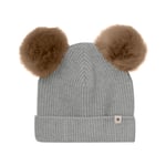 Huttelihut Mössa Stickad m. Alpaca Pompoms Medium Grey Melange | Grå | 2-4 years