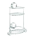 Croydex QM280541 Chrome Plated Mild Steel Rust Free Stick 'N' Lock Plus Adhesive or Screw Fix Compact Two Tier Storage Basket, Silver